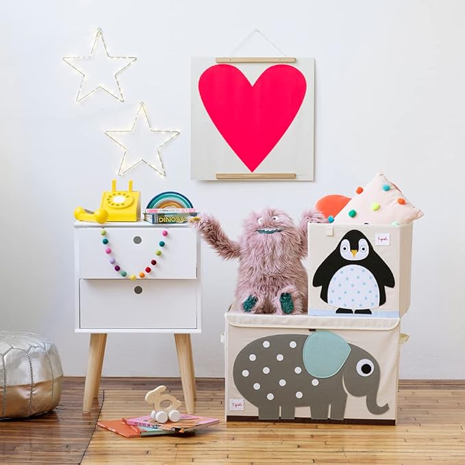 3 Sprouts Toy Storage Organizer: Toy Box Cube Organizer for Playroom, Nursery - Foldable Storage Bin - Penguin-CubbioJoy