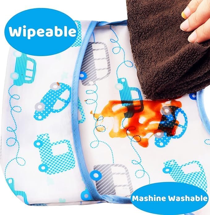 Baby bibs Waterproof Toddler bib - Feeding bib with Pocket for Infant Boy Girl Washable 6-36M-CubbioJoy
