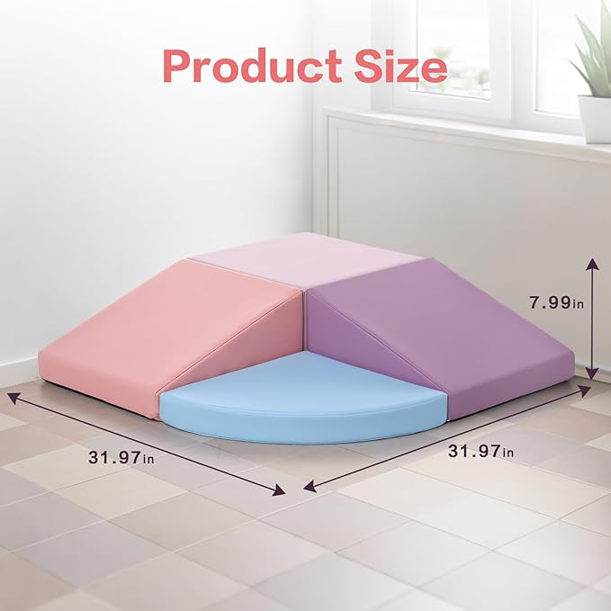 Climbing Foam Blocks for Toddlers: PU Leather Foam Blocks for Kids Active Play - Toddler Climbing Toys Indoor - Durable Playground Gym Preschool Toddler Toys for Boys and Girls (Purple/Pink)-CubbioJoy