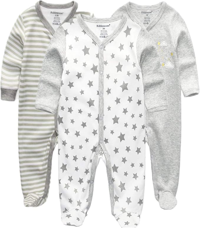 Kiddiezoom Baby and Toddler Boys'Snug Fit Footed One-Piece Romper Jumpsuit Cotton Cotton Footed Outfit-CubbioJoy