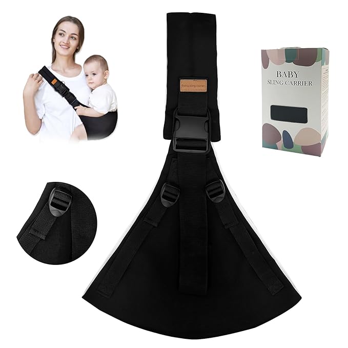 Baby Sling Carrier,Toddler Carrier,Upgraded 2025 Baby Sling with 4 Adjustable Straps(10-30lbs),Lightweight,Portable and One Size Fits All(Black)-CubbioJoy