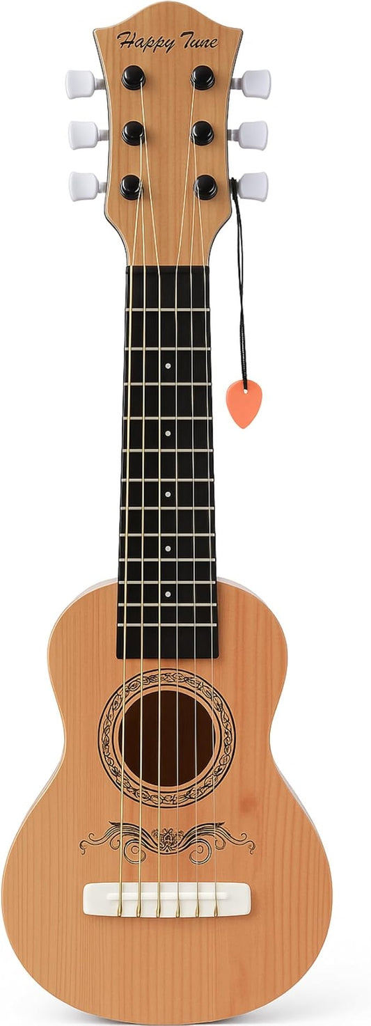 23" Acoustic Guitar, Kids 6 String Toy Guitar - Realistic Steel Strings - Beginner Practice First Musical Instrument for Children, Toddlers (Natural)-CubbioJoy