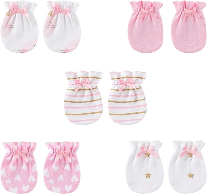 5 Pairs Baby Not Scratch Mittens 0-6 Months New Born Boy Girl Gloves Cute Infant Accessories-CubbioJoy