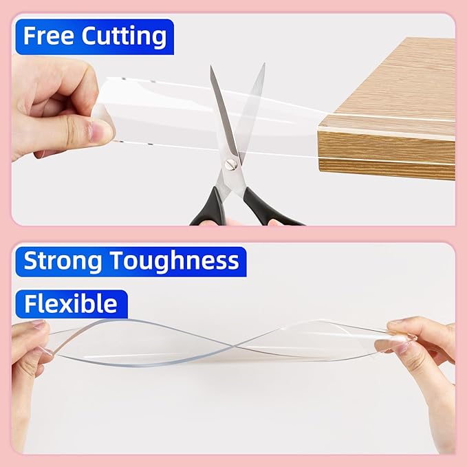 Clear Soft Corner Protectors for Furniture Strip,0.8in x9.84FT,Sharp Edge & Table Bumper,Window Edge,Wall Protector, Soft Corner Guards Safe for Proof,Table Corner Protectors in Family-CubbioJoy