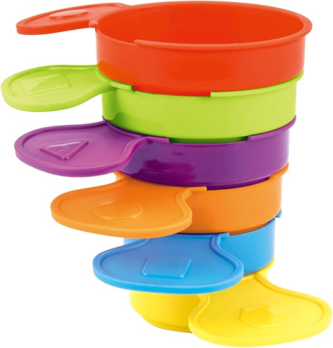 Bath Toys, 14 PCS | Safe & Educational Stacking Cups and Spoons with Numbers | Mold Free & Easy Grip Bath Toys for Baby and Toddler | Bathtub Water Toys with Early Learning Color & Shape Recognition-CubbioJoy