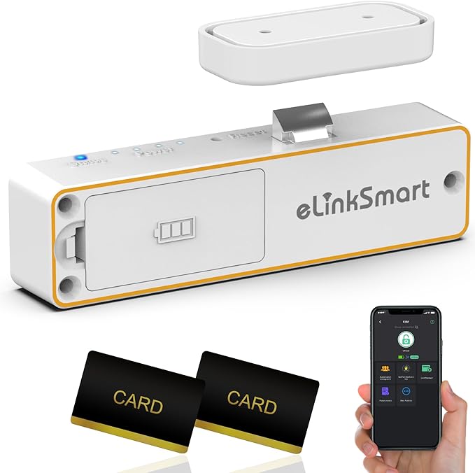 Anweller Smart Cabinet Lock, Hidden No Drill Keyless Electronic Digital Bluetooth RFID Magnetic Child Safety Baby Proofing Drawer Lock for Cupboard Closet Liquor Adults Secret Cabinets - White Orange-CubbioJoy