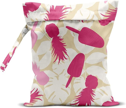 Wet Bag, Wet Dry Bag, Wet Bag for Swimsuit, Travel, Beach, Pool, Diapers, Dirty Yoga Gym Clothes, Makeup Bag, Waterproof Tropical Palm Leaves Decor Jungle Palm Leaf Favors-CubbioJoy