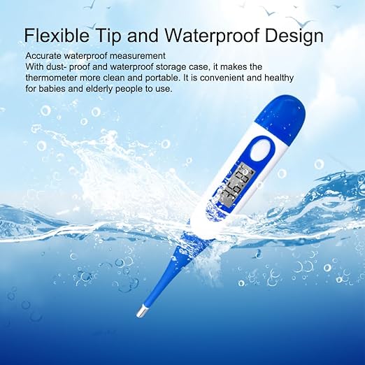 Berrcom Digital Thermometer for Adults, Oral and Underarm Thermometer for Baby and Kids Medical Thermometer with Fever Alarm Rectal Thermometer with Soft Tips-CubbioJoy