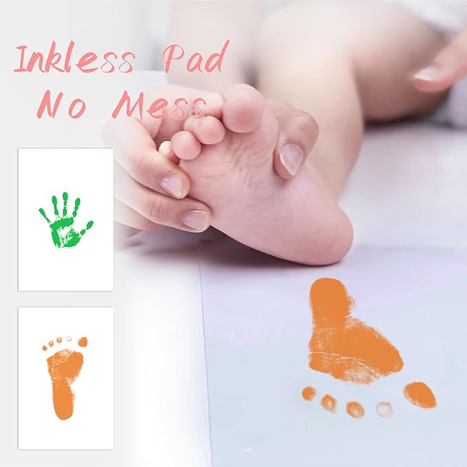 4-Pack Baby Footprint Kits,Inkless Hand and Footprint Kit,Clean Touch Baby Handprints and Footprints Kits,No Mess Ink Pad for Baby Hand and Footprints,Baby Shower Gifts for New Moms-CubbioJoy