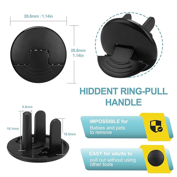 52 Pack Black Safety Outlet Covers Baby Proofing, Electrical Socket Outlet Plugs 3-Prong Child Proof for Kids House-CubbioJoy