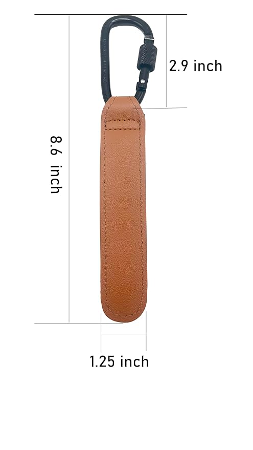 3 Pcs Baby Stroller Hook, Carry 20 lbs per Stroller Carabiner Clip, Adjustable Baby Stroller & Car Seat Hook for Hanging Diaper Bag, Wheelchair, Shopping and Pet Cart(Leather)-CubbioJoy