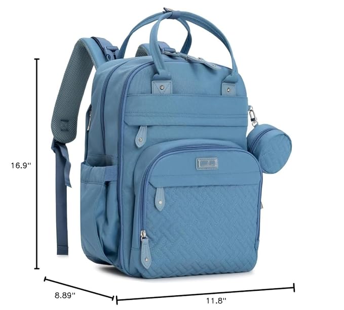 BabbleRoo Diaper Bag Backpack - Baby Essentials Travel Tote - Multi function Waterproof Diaper Bag, Travel Essentials Baby Bag with Changing Pad, Stroller Straps & Pacifier Case - Unisex, Light Blue-CubbioJoy