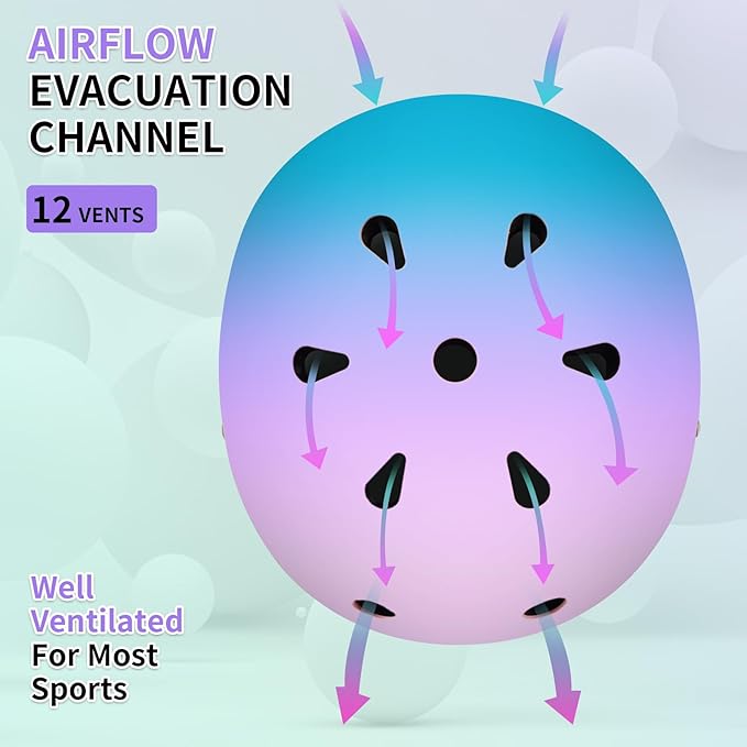 Adjustable Kids Bike Helmet with Knee & Elbow Pads Set, Color Gradient Design for Boys and Girls Aged 3-14+, for Skateboarding, Scooter, Roller & Inline Skating, Longboard-CubbioJoy