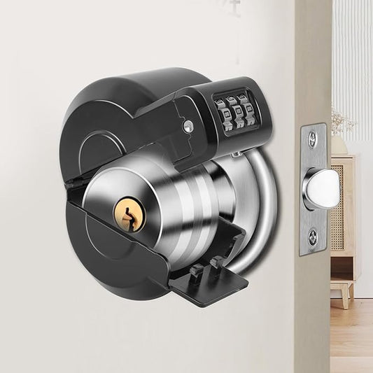 Door Knob Lock Combination Out Device Cover to The Doorknob/Faucet/Water Valve Hose Lock, Temporary Door Handle Combination Lock, Prevents Turning of Door Knob and Access to Keyhole-CubbioJoy