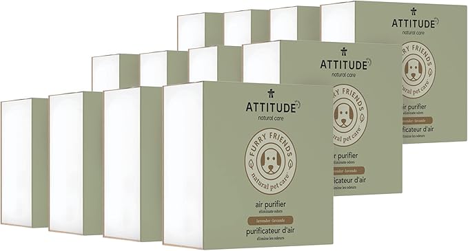 ATTITUDE Air Purifier, Activated Carbon Freshener, Odor Remover, Plant and Mineral-Based, Vegan, Lavender, 8 Ounces (Pack of 12)-CubbioJoy