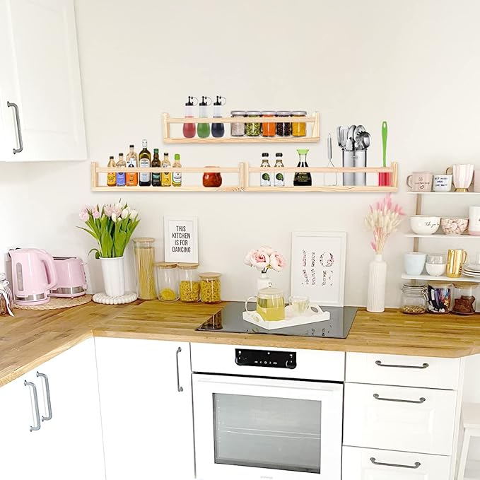 AZSKY Nursery Book Shelves 24 Inch Rustic Natural Wood Floating Shelves,Wall Book Shelves for Farmhouse,Bathroom Décor,Kitchen Spice Rack or Book Shelf Organizer for Home Décor,a Set of 3 Same Sizes-CubbioJoy