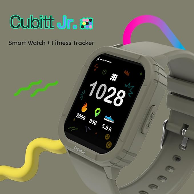 Cubitt Jr Smart Watch Fitness Tracker for Kids and Teens, with Games, Step Counter, Sleep Monitor, Heart Rate Monitor, Activity Tracker, Good Habits Alarms, 1.52" Touch Screen, IP68 Waterproof-CubbioJoy