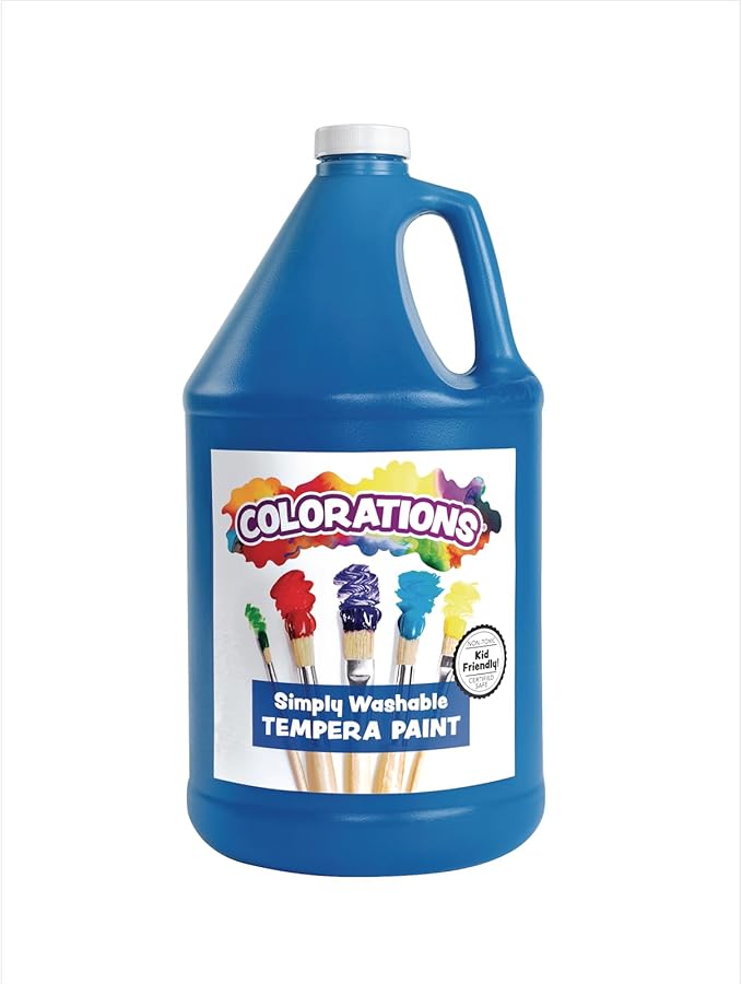 Colorations Paraben-Free Washable Tempera Paint for Kids - 1 Gallon Value Size, Vibrant Blue. Non-Toxic and Made in the USA, Classroom Must Haves, Bulk Arts and Crafts Supplies-CubbioJoy