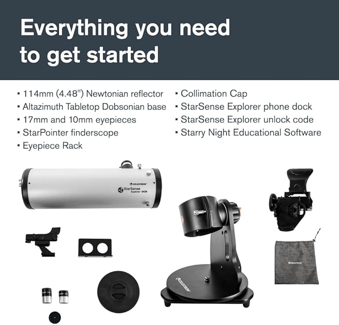 Celestron StarSense Explorer 114AZ App-Enabled Telescope – 114mm Tabletop Dobsonian with Smartphone Dock & StarSense App – iPhone & Android Compatible – Easy-to-Use for Beginners-CubbioJoy