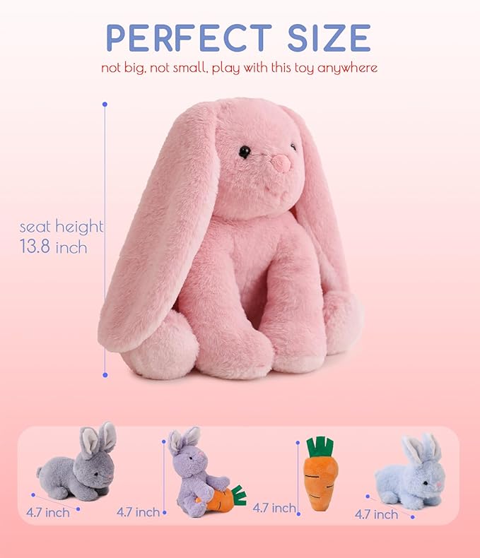 5 Pieces Rabbit Stuffed Animals for Girls,1 Mommy Rabbit with 4 Babies,Plush Bunny Stuffed Toy Gifts for Kids Children 3 4 5 6 7 8 9 Years,Soft Stuffed Bunny for Christmas,Birthday,Party Decorations-CubbioJoy