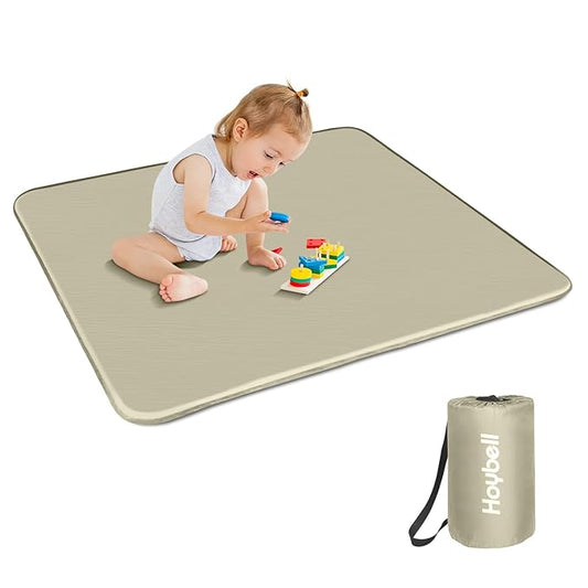 Baby Play Mat, 43x43 Inch Thicken Portable Self-Inflating Playmat for Kids Teepee Tent, Cushion Baby Mat for Floor, Tummy Time Mat with Travel Bag-CubbioJoy