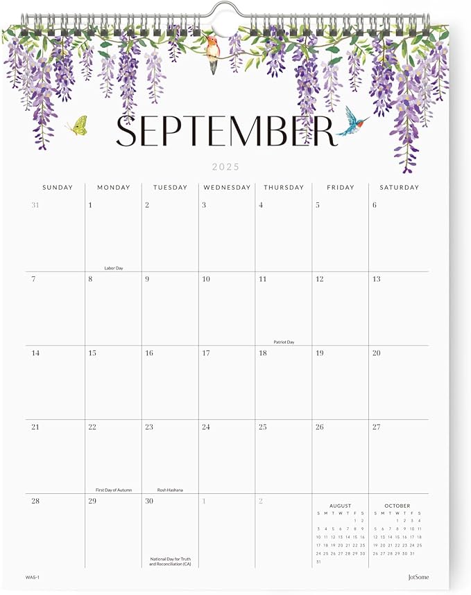 Jotsome Wall Calendar 2025-2026, Academic Monthly Wall Calendar From July 2025 to December 2026 11.2x14.2 inch Wall Decoration for Home and Office, Easy Planning (Florals, 11.2" x 14.2")-CubbioJoy