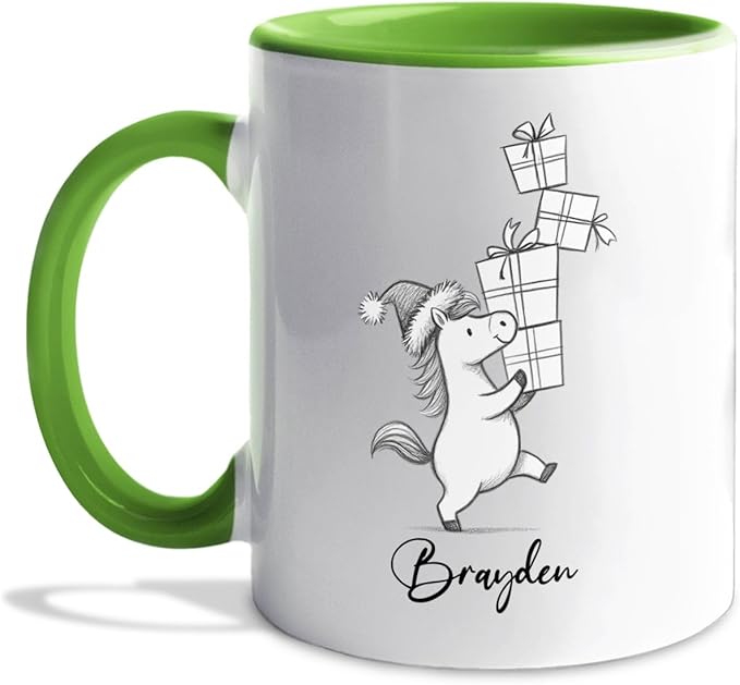 Awesome Horse Coffee Mug Gift for Horses Lovers Brother Sister Birthday Christmas, Personalized Horses Accent Teacup, Customized Name Horse Ceramic Mug 11Oz 15Oz, Cute Animal White Cup Gift For Kids-CubbioJoy