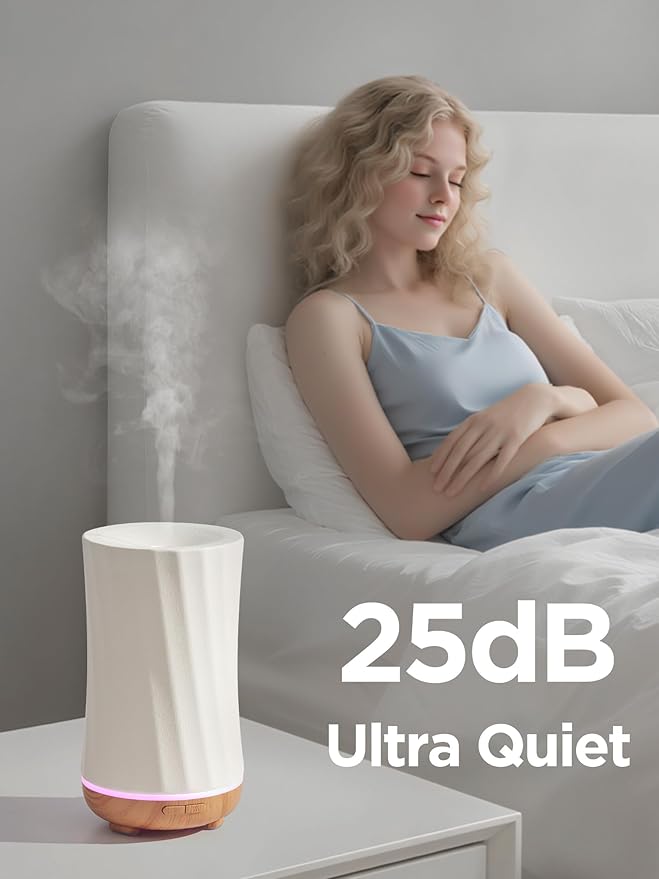 InnoGear 150ml Ceramic Oil Diffuser, Handcrafted Stone Essential Oil Diffuser Aromatherapy Diffusers Ultrasonic Cool Mist Humidifier Vaporizor with 2 Mist Modes Waterless Auto Off for Room Office Home-CubbioJoy