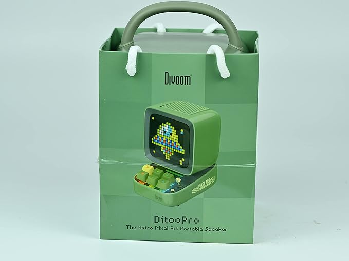 Divoom Ditoo Programmable Pixel Art LED-Bluetooth-Speaker Showing-Clock Emoji DIY Design for Home Wedding Party Decoration with Wireless App Control (Green)-CubbioJoy