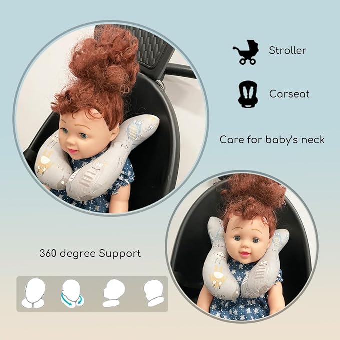 Baby Head Rest Pillow for Stroller Cartoon Neck Chin Support Pillows for Infants Toddler Neck Protection Cushion for Travelling, Monster-CubbioJoy