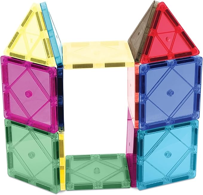 CreateOn Crayola Retro Magnetic Tiles, Building Set for Kids, Magnetic Building Toys for Kids, STEM Travel Toys for Boys and Girls Ages 3+, 14-Piece Set (Retro)-CubbioJoy