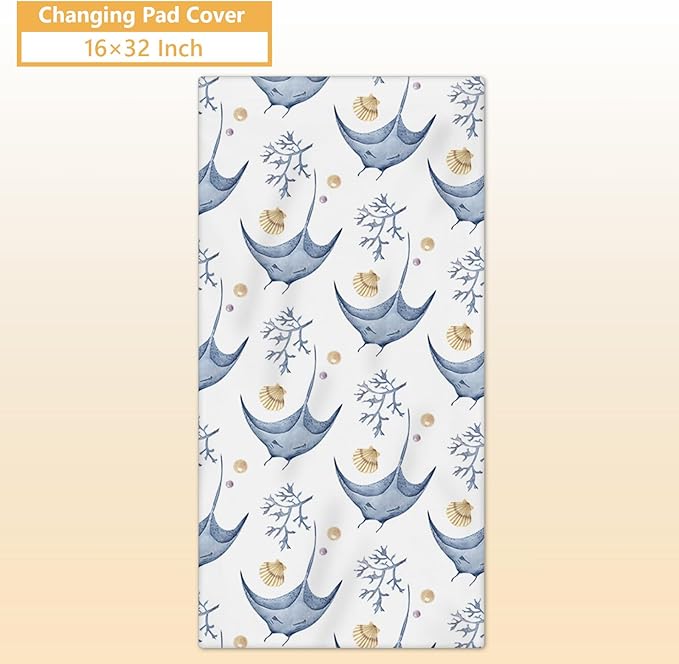 Custom Crib Bedding Set - 5 Pcs Customized Baby Crib Set with Name - Soft Double Layer Marine Animals Nursery Baby Bedding Set for Girls Boys - Personalized for Infant Toddler-CubbioJoy