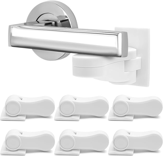 6P Child-Proof Door Lock Coolrunner Baby Proofing Door Handle Locks, Child Proof Door Lever Lock with Strong Adhesive for Protecting Kids and Toddler-CubbioJoy