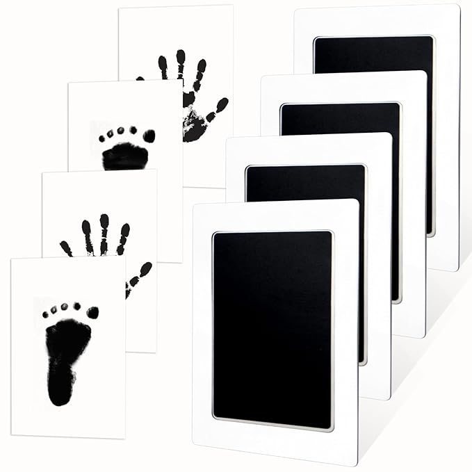 4-Pack Baby Footprint Kits,Inkless Hand and Footprint Kit,Clean Touch Baby Handprints and Footprints Kits,No Mess Ink Pad for Baby Hand and Footprints,Baby Shower Gifts for New Moms-CubbioJoy