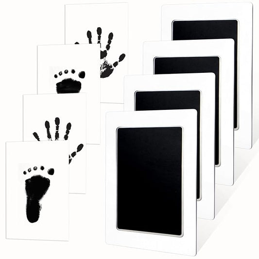 4-Pack Baby Footprint Kits,Inkless Hand and Footprint Kit,Clean Touch Baby Handprints and Footprints Kits,No Mess Ink Pad for Baby Hand and Footprints,Baby Shower Gifts for New Moms-CubbioJoy