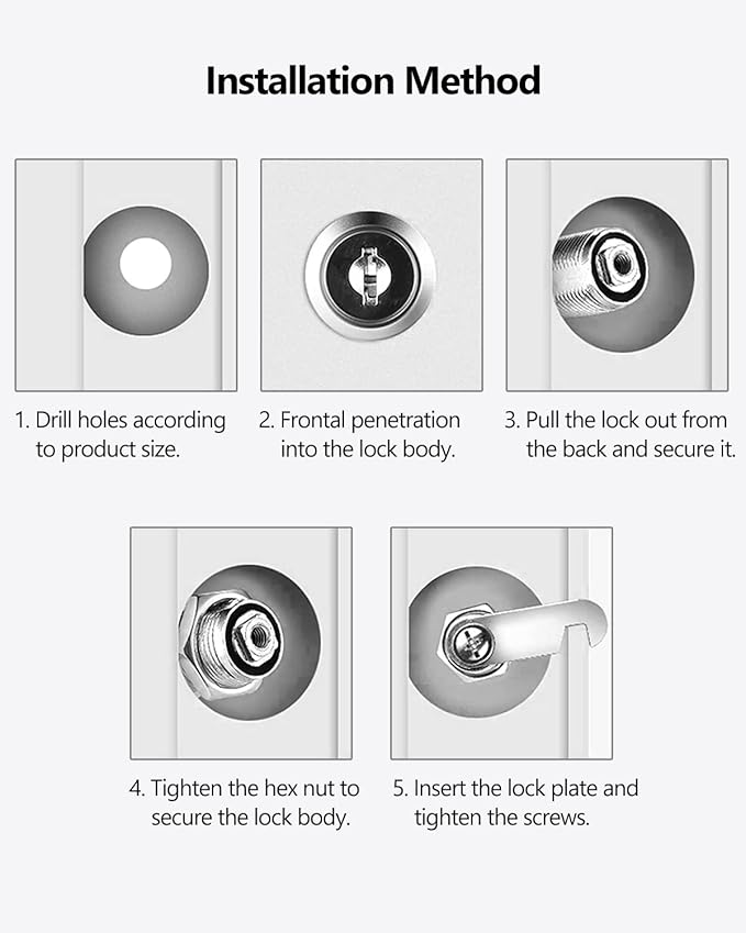 8 Packs Drawer and Cabinet Locks (Keyed Different) Secure Important Files, 5/8Inch 16mm Cam Locks with 3 pcs Different Lock Plates for Cabinet Cupboard File Drawer Mailbox Dresser Kitchen-CubbioJoy