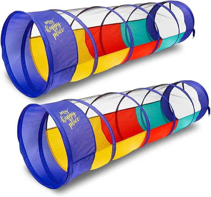 Kiddey Play Tunnel for Kids - Pop Up Tunnel Toys for Toddlers, Kids Multicolored Tunnel for Indoor/Outdoor Fun, Crawl & Play, Obstacle Course Great Gifts for Toddlers - Balls Not Included (2 Pk)-CubbioJoy