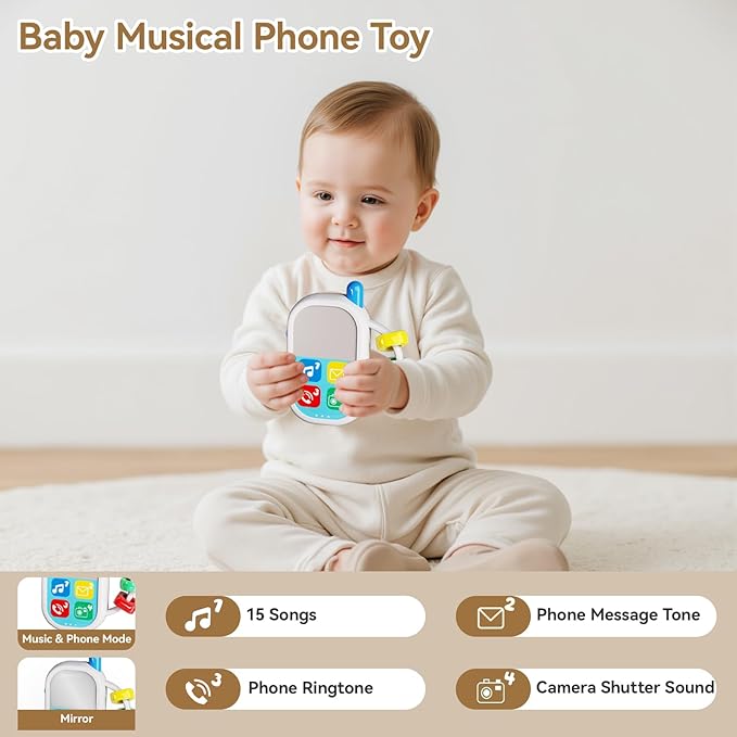 Baby Toys 0-6-12 Months: 5 in 1 Infant Musical Rtattle Teething Toys Sensory Learning Toys with Sounds, Newborn Shower Gifts for Boys & Girls-CubbioJoy