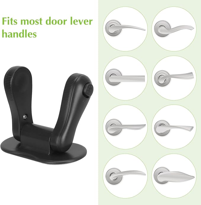 Child Proof Door Lever Lock, 3 Pack Door Locks for Kids Safety, Door Knob Child Proof, Baby Proofing, 3M Adhesive, Door Handle Child Proof, Baby Safety Locks for Toddlers (Black)-CubbioJoy