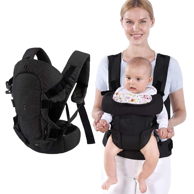 Baby Carrier Wrap,Baby Carriers Newborn to Toddler,Cozy Baby Holder Carrier Lightweight,Adjustable Baby Sling Support for Infant 7-45lbs Girl and Boy,Front Back All Positions,Shower Gift-Black-CubbioJoy
