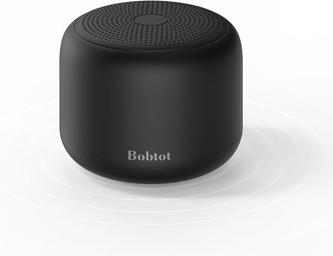 Bobtot Portable Bluetooth Speakers with Strap Easy to Carry, Wireless IPX5 Waterproof Mini Speaker with Loud Stereo Sound, 20 Hours Playtime, Rechargeable Battery, Built-in Microphone, Black-CubbioJoy