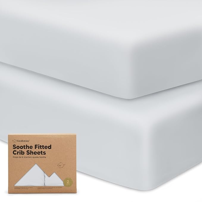KeaBabies 2-Pack Organic Crib Sheets for Boys, Girls - 52x28 Fitted Crib Mattress Sheet Neutral, Breathable Jersey Cotton Cover for Baby Bed, Toddler Mattress, Soft & Cute Prints (Hazy)-CubbioJoy