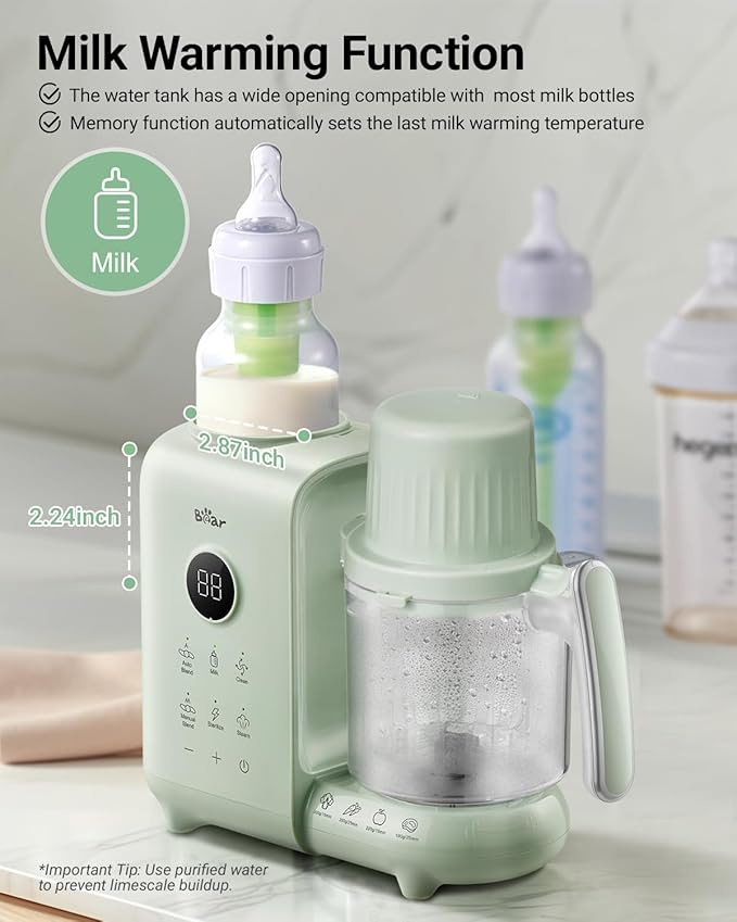 Bear Baby Food Maker with Two Layer Steam Baskets, Multifunction Baby Food Processor Steamer Puree Blender, Baby Food Mill with Bottle Warming Sterili-zing Auto Cleaning Function, BPA-Free-CubbioJoy