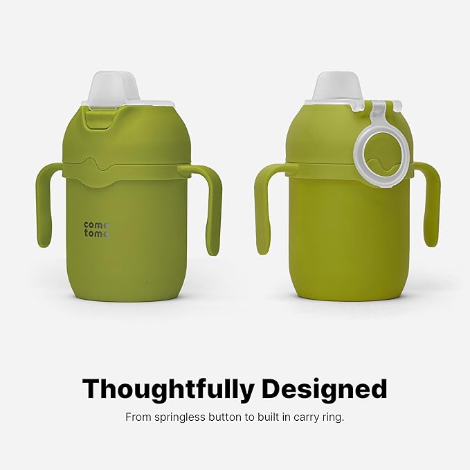 Comotomo Toddler Tumbler 8oz Insulated Sippy Cup with Silicone Straw and Spout, Green-CubbioJoy