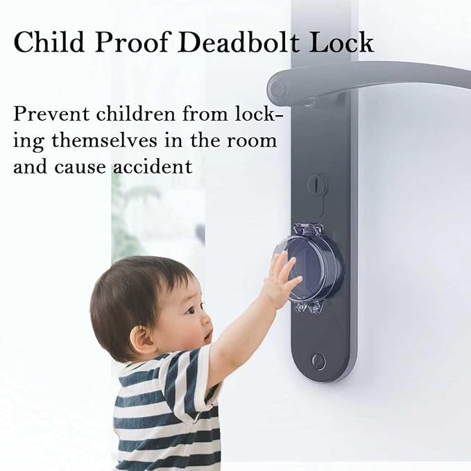 2 Pack Deadbolt Child Safety Lock Cover, Child Proof Door Knob Cover, Large Size Door Safety Deadbolt Lock for Kids, 2.76 * 2.14"-CubbioJoy