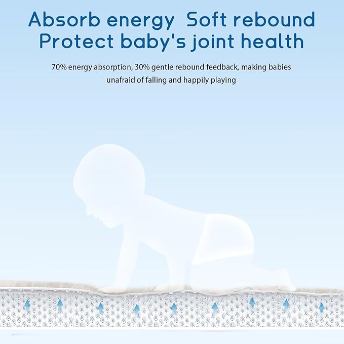 Baby Play Mat for Floor Tummy Time Mat Nursery Rug Muscle Mat Area Rug Playroom Rug Tatami Mat 6'7"x4'11" Memory Foam 1.3" Thick Crawling Mat For Babies,Toddlers, Infants, Kids,Floor Mat(Beige)-CubbioJoy