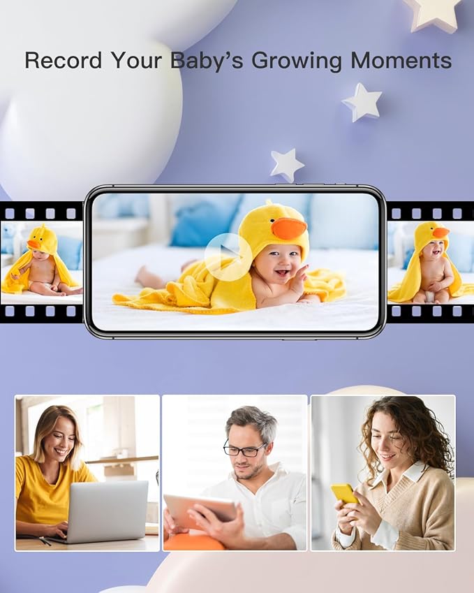ARENTI Baby Camera Monitor, 2K/3MP WiFi 6, Smartphone App, Super Night Vision, Crying Detection, Auto Tracking, Temp&Humidity Sensor, Cloud&SD Card Storage (D3)-CubbioJoy