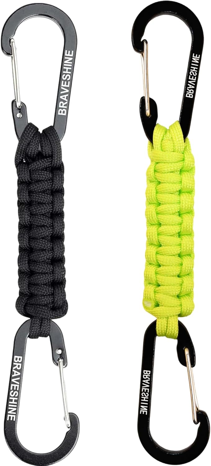 BRAVESHINE Paracord Keychain Carabiner Clip, D Ring Lanyard Hanger Stroller Hook for Water Bottle, Key, Backpacks, Men, Women-CubbioJoy