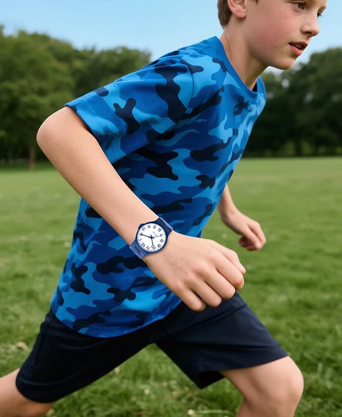 Kids Analog Watch Boys Girls, 30M Waterproof, Sports Watch for Boys, Easy to Read Children's Thin Dial Wrist Watches with Soft Band, for Ages 5-15 Kids Great Birthday Gifts Christmas Day-CubbioJoy