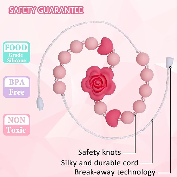 Chew Necklaces for Sensory Kids Girls Adults, Silicone Chewy Necklace Sensory Toys for Kids with Autism ADHD SPD, Oral Chew Toys for Toddlers Children Mouth Fidgets Tool - BPA Free-CubbioJoy